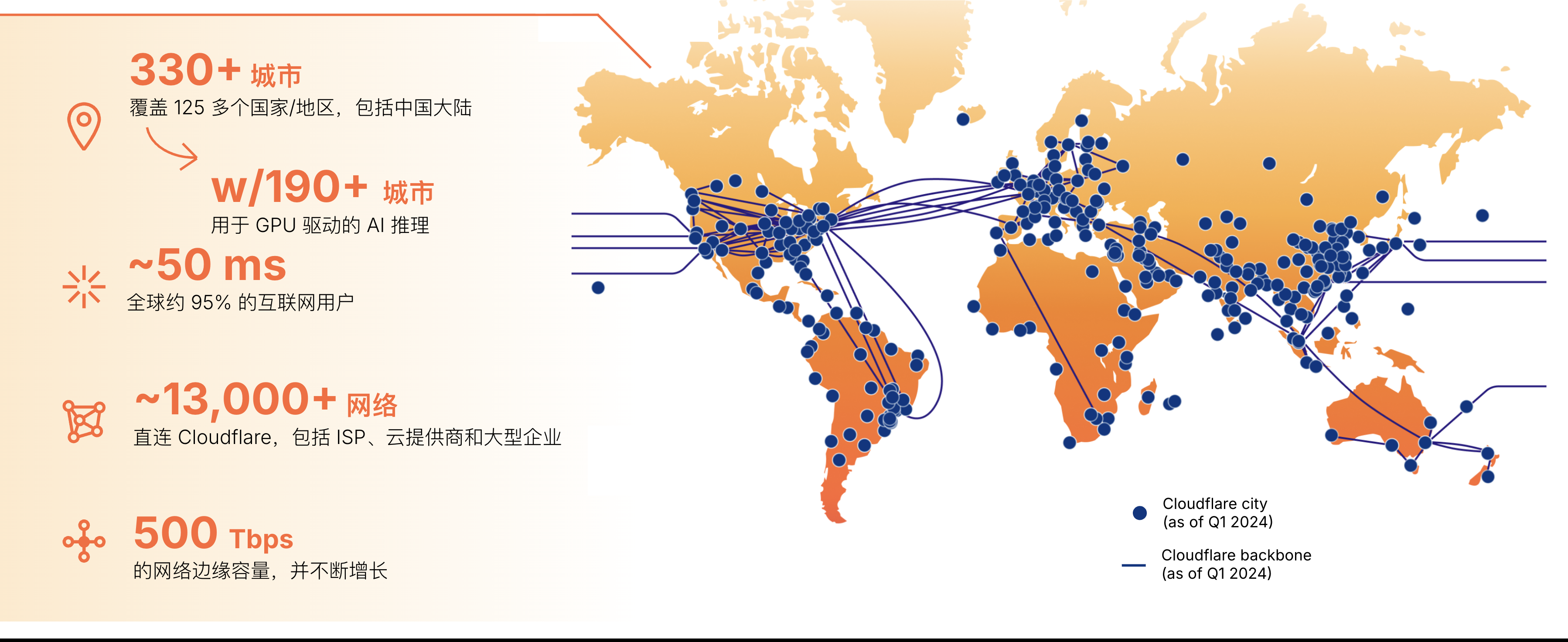 Cloudflare 全球网络覆盖图